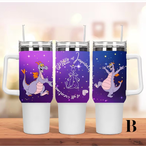 40 oz Tumbler Disney Figment the dragon of Your Imagination 40oz Water bottle/Mu - Picture 5 of 5